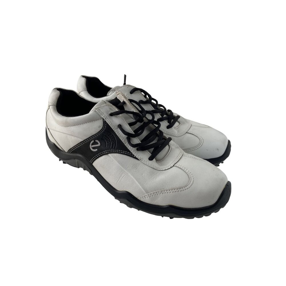 Ecco Hydromax Mens Casual CoolLeather Golf Shoes Black & White Size 43